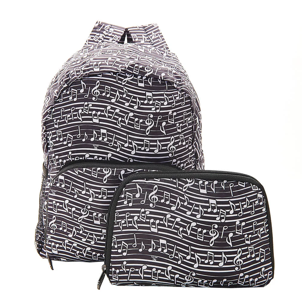 Φωτογραφία προϊόντος: MINI BACKPACK LIGHTWEIGHT FOLDABLE ECO CHIC Black Music - Τσάντα βόλτας