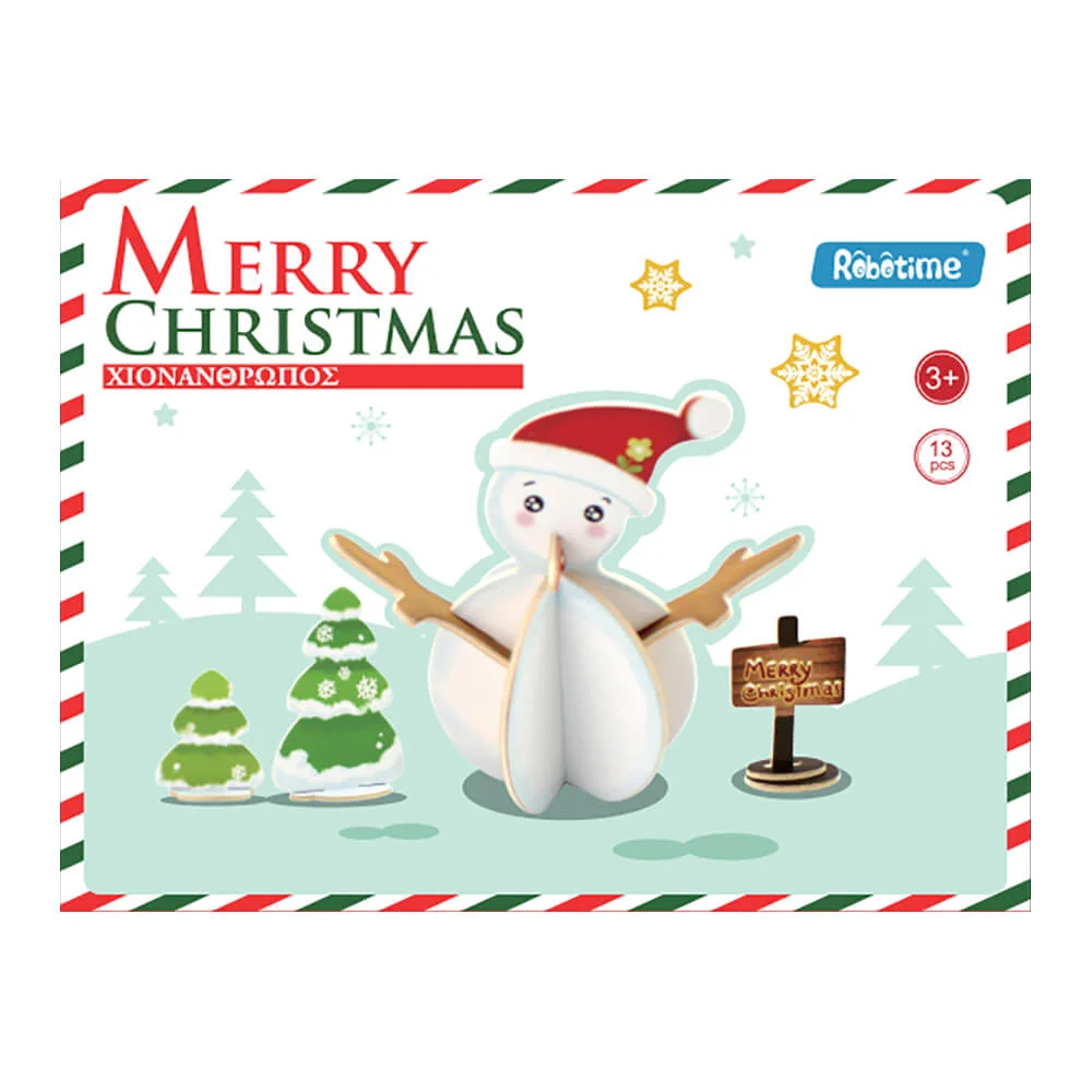 Φωτογραφία προϊόντος: Ξύλινο 3D πάζλ Snowman (Robotime)