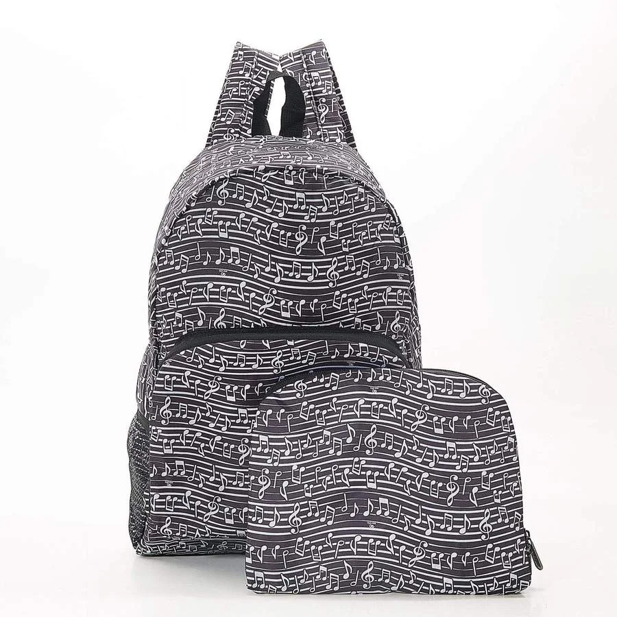 Φωτογραφία προϊόντος: Eco Chic BLACK MUSIC FOLDABLE BACKPACK - Τσάντα βόλτας (Μαύρη)