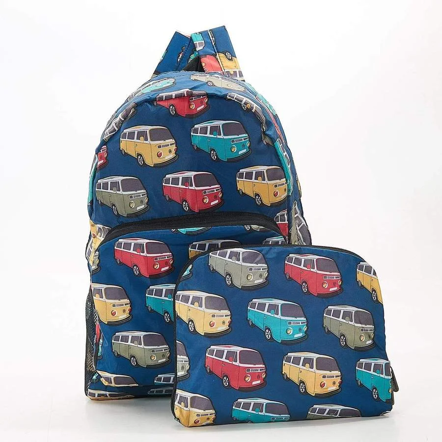 Φωτογραφία προϊόντος: BACKPACK LIGHTWEIGHT FOLDABLE ECO CHIC TEAL CAMPER VANS – Τσάντα βόλτας