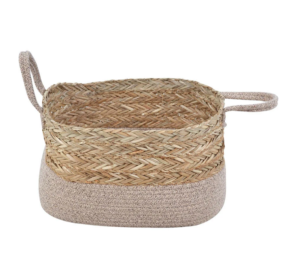 Φωτογραφία προϊόντος: Καλάθι Ψάθα Seagrass Ύφασμα Beige 38cm