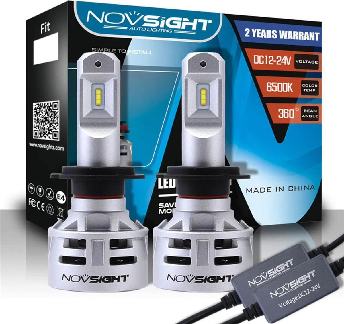 Φωτογραφία προϊόντος: OEM NovSight Λάμπες Αυτοκινήτου H7 Led 6500K Ψυχρό Λευκό 12-24V 60W 2τμχ