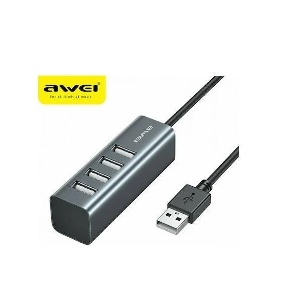 Φωτογραφία προϊόντος: OEM Awei USB 2.0 Hub 4 Θυρών με σύνδεση USB-A Γκρι