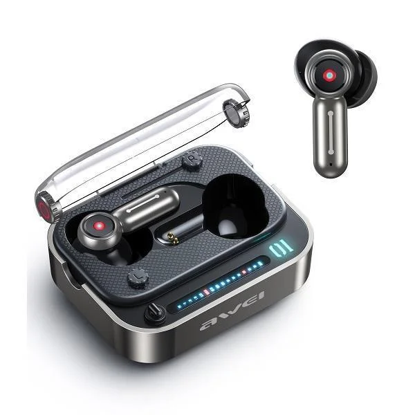 Φωτογραφία προϊόντος: OEM Ασύρματα ακουστικά Bluetooth V5.3 Ακουστικά Bass In-Ear TWS LED Lights Ακουστικά με Mic HiFi Stereo DNS Headset AWEI T58 Μαύρο