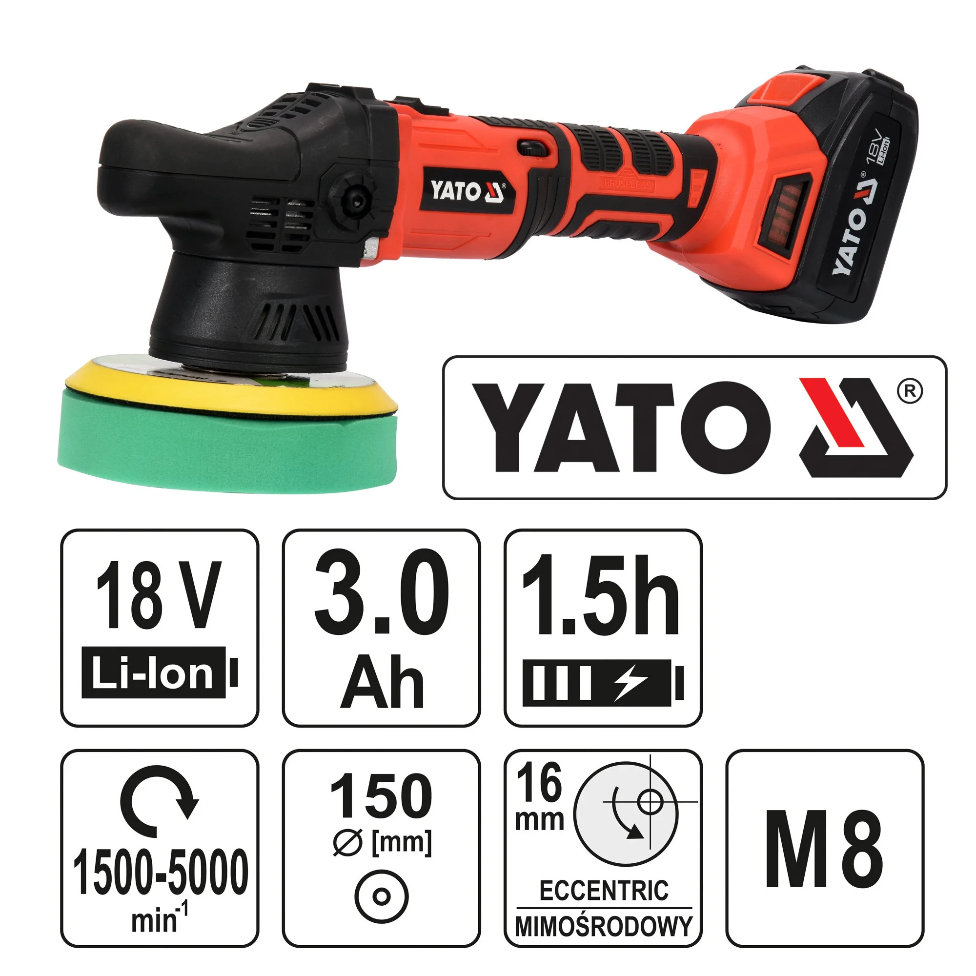 Φωτογραφία προϊόντος: ΑΛΟΙΦΑΔΟΡΟΣ 150MM 18V 1X3AH BRUSHLESS YT-82920