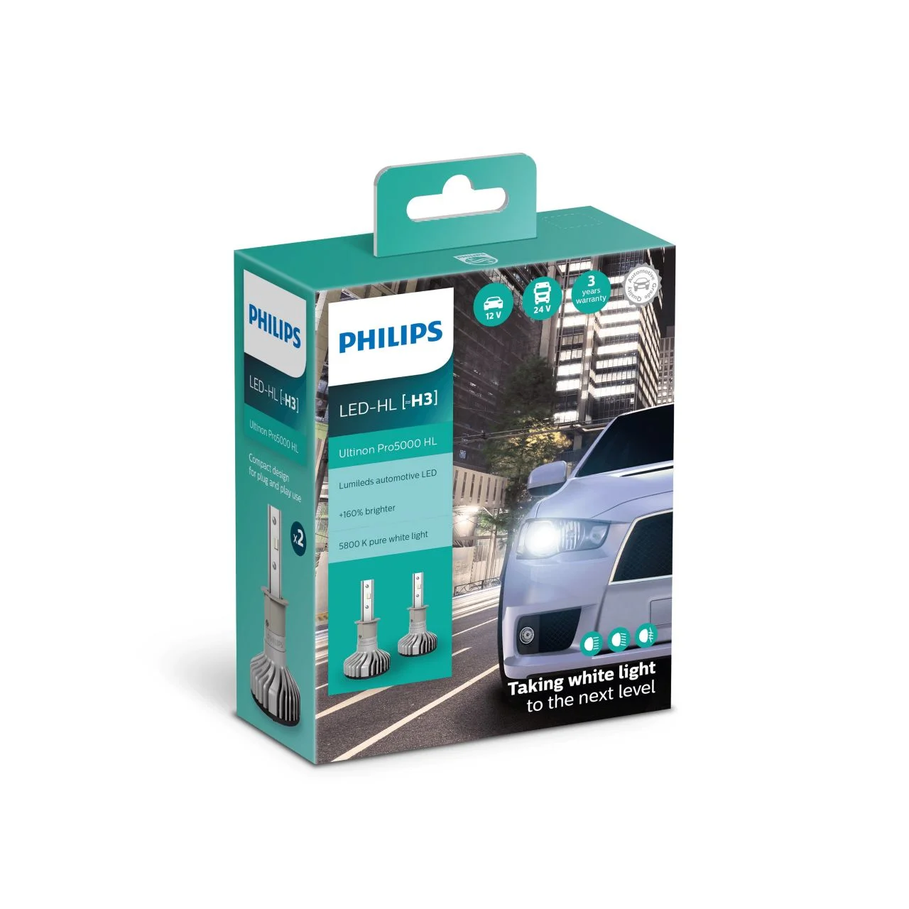 Φωτογραφία προϊόντος: PHILIPS H3 Ultinon Pro5000 HL Led 12V/24V 15W +160% Περισσ. Φως 2τμχ 11336U50CWX2