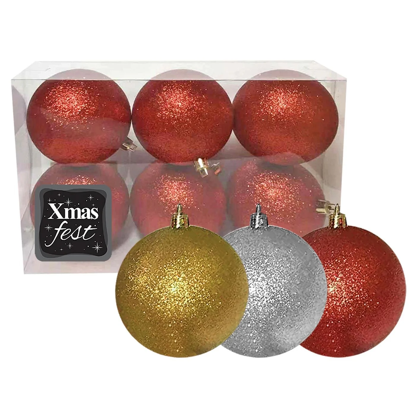 Φωτογραφία προϊόντος: Μπάλα Glitter πακ=6τεμ φ6 ø6cm Κόκκινη
