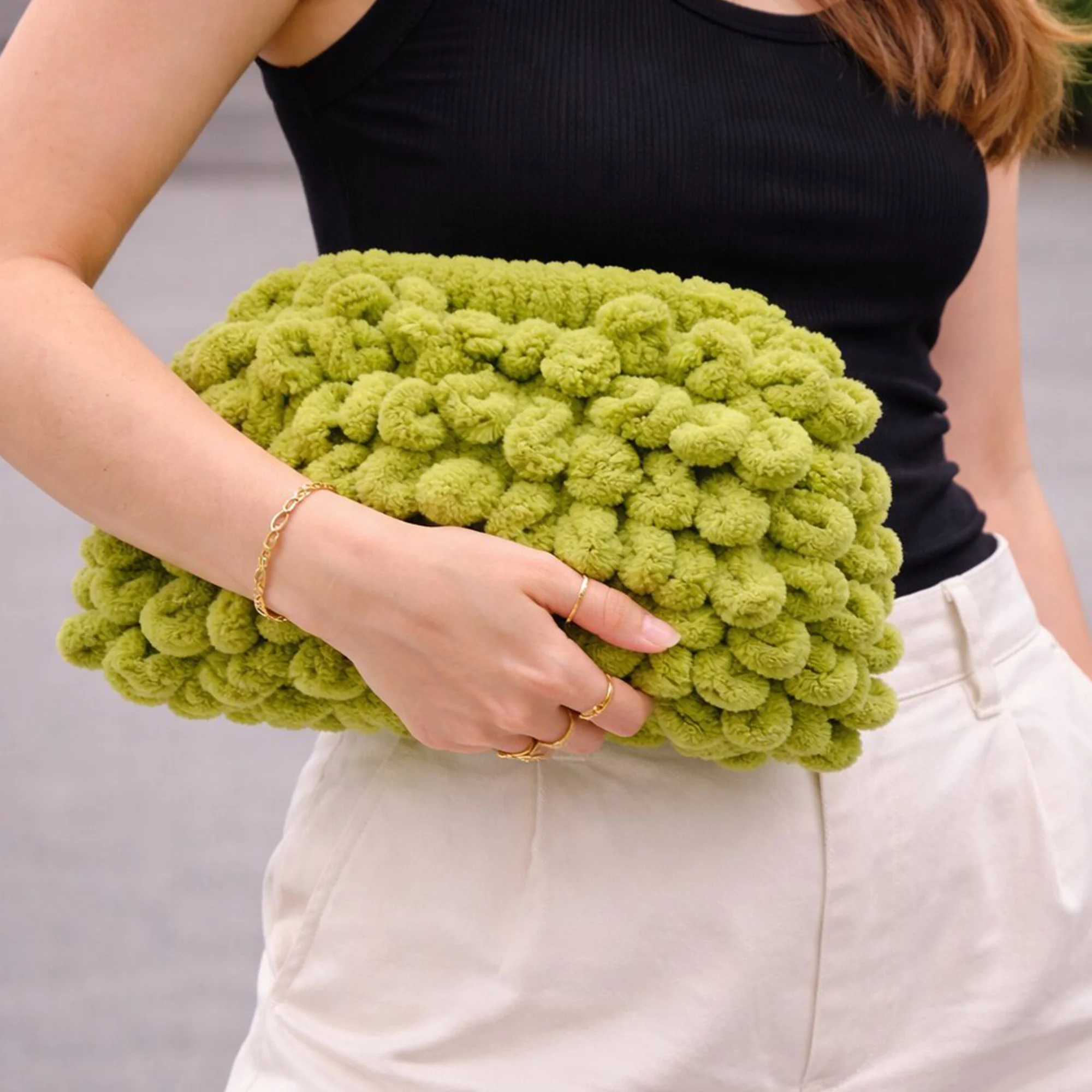 Φωτογραφία προϊόντος: Χειροποίητη Puffy Τσάντα Clutch Mini – Λάιμ / Lime Green