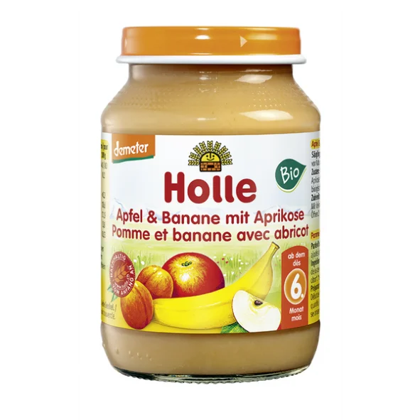 Φωτογραφία προϊόντος: Holle Φρουτόκρεμα Μήλο, Μπανάνα & Βερίκοκο 6m+ 190gr χωρίς Γλουτένη