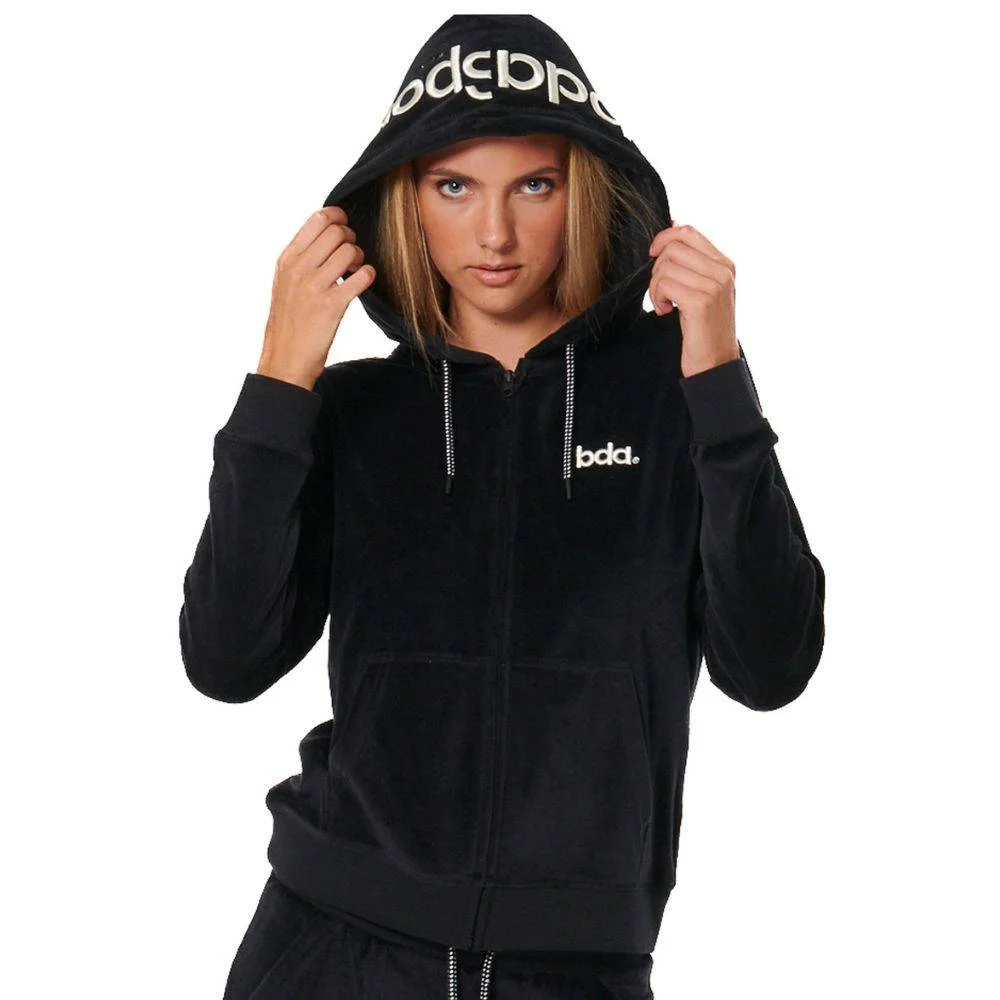 Φωτογραφία προϊόντος: 071518-01-BLACK - BODY ACTION WOMEN'S VELOUR HOODIE JACKET BLACK Color