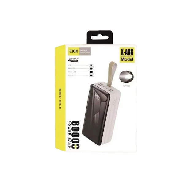 Φωτογραφία προϊόντος: OEM EION K-A88 Power Bank 60000mAh με 4 Θύρες USB-C Μαύρο