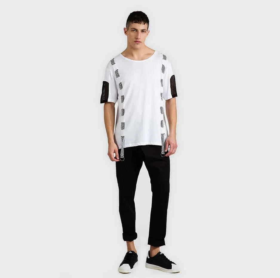 Φωτογραφία προϊόντος: White T-shirt with hidden strap and net sleeves