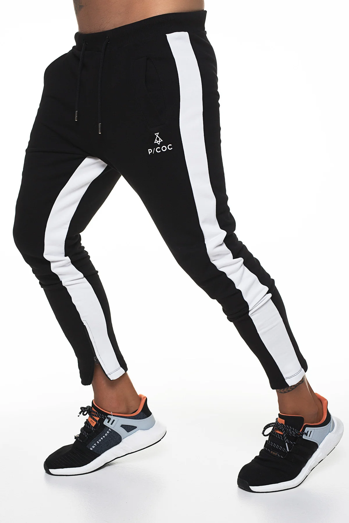 Φωτογραφία προϊόντος: Sporty trousers with white side stripe and zipper