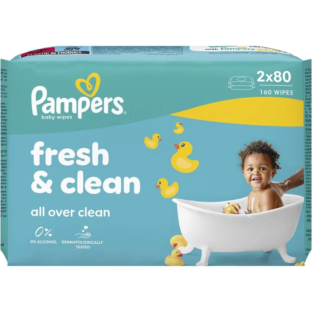 Φωτογραφία προϊόντος: Pampers Fresh + Clean Wet Wipes 160 Τεμάχια (2x80 Τεμάχια)
