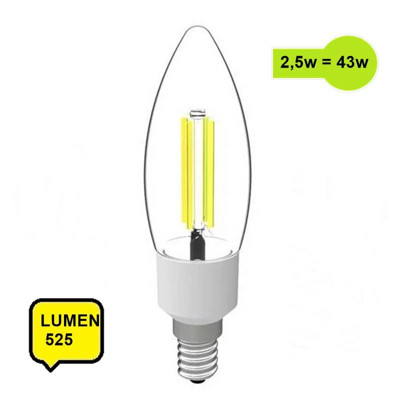 Φωτογραφία προϊόντος: EUROLAMP Λάμπα LED E14 Filament 2,5W 525 lum 360° Φώς Ημέρας Ενεργειακή Κλάση Α