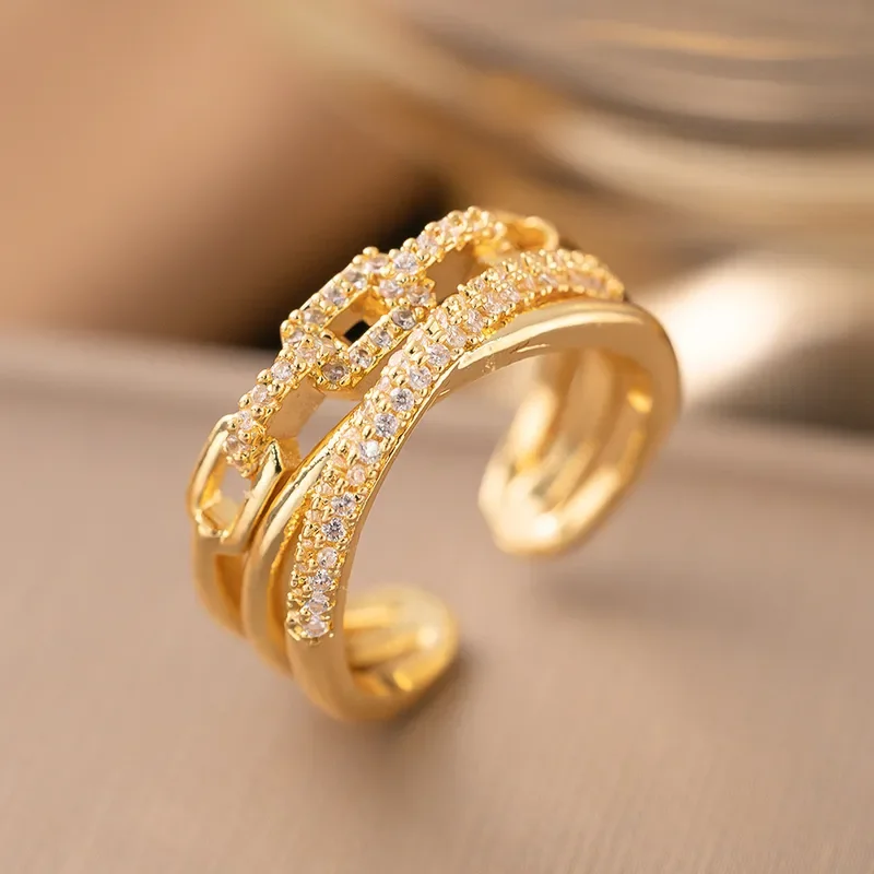 Φωτογραφία προϊόντος: Peach Jewelry Peach Jewerly Δαχτυλίδι Από Ανοξείδωτο Ατσάλι Επιχρυσωμένο Με Ζιργκόν Ρυθμιζόμενο