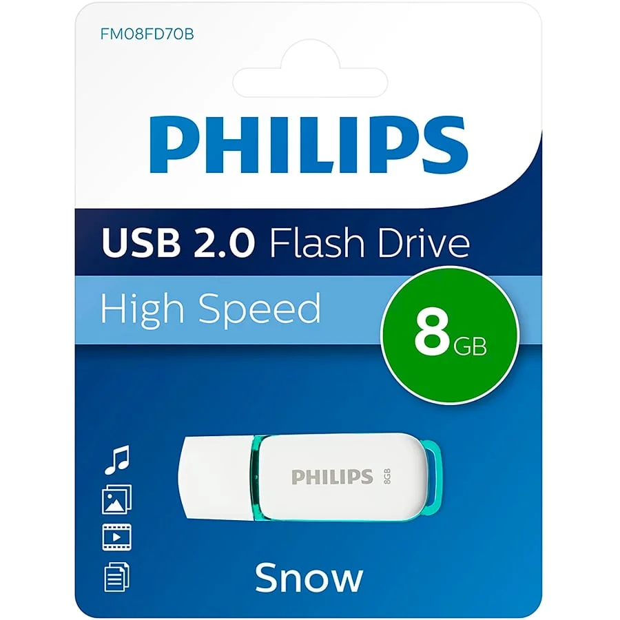 Φωτογραφία προϊόντος: Philips Snow USB Drive 8GB | White/Green - FM08FD70B