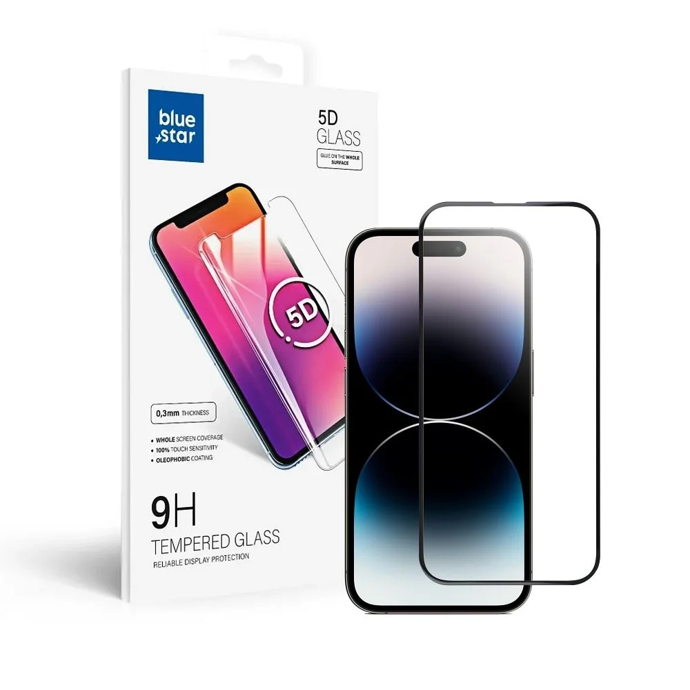Φωτογραφία προϊόντος: . Tempered Glass Blue Star - Apple Iphone 14 Pro 5D Full Cover black 5903396163555