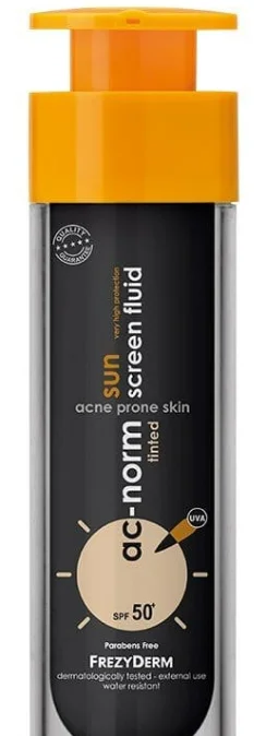 Φωτογραφία προϊόντος: Frezyderm AC-Norm Sun Screen Fluid Tinted SPF50+ Αντιηλιακή Κρέμα Προσώπου με Χρώμα Λεπτόρρευστη με Αίσθηση Πούδρας, 50ml - OEM