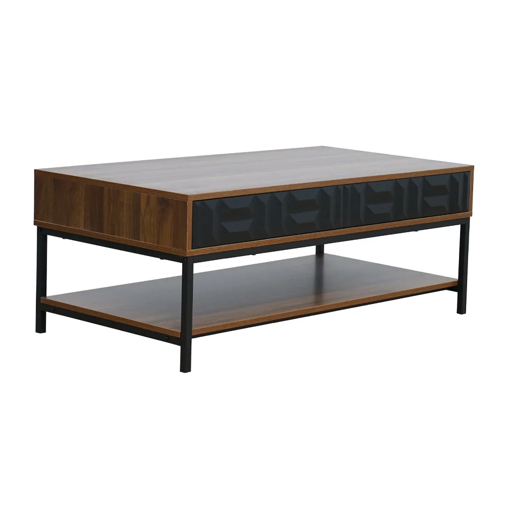 Φωτογραφία προϊόντος: LIBERTA ZUMA COFFEE TABLE 2ΣΥΡΤΑΡΙΑ 3ΡΑΦΙΑ ΚΑΡΥΔΙ ΜΑΥΡΟ 111.5x60x44