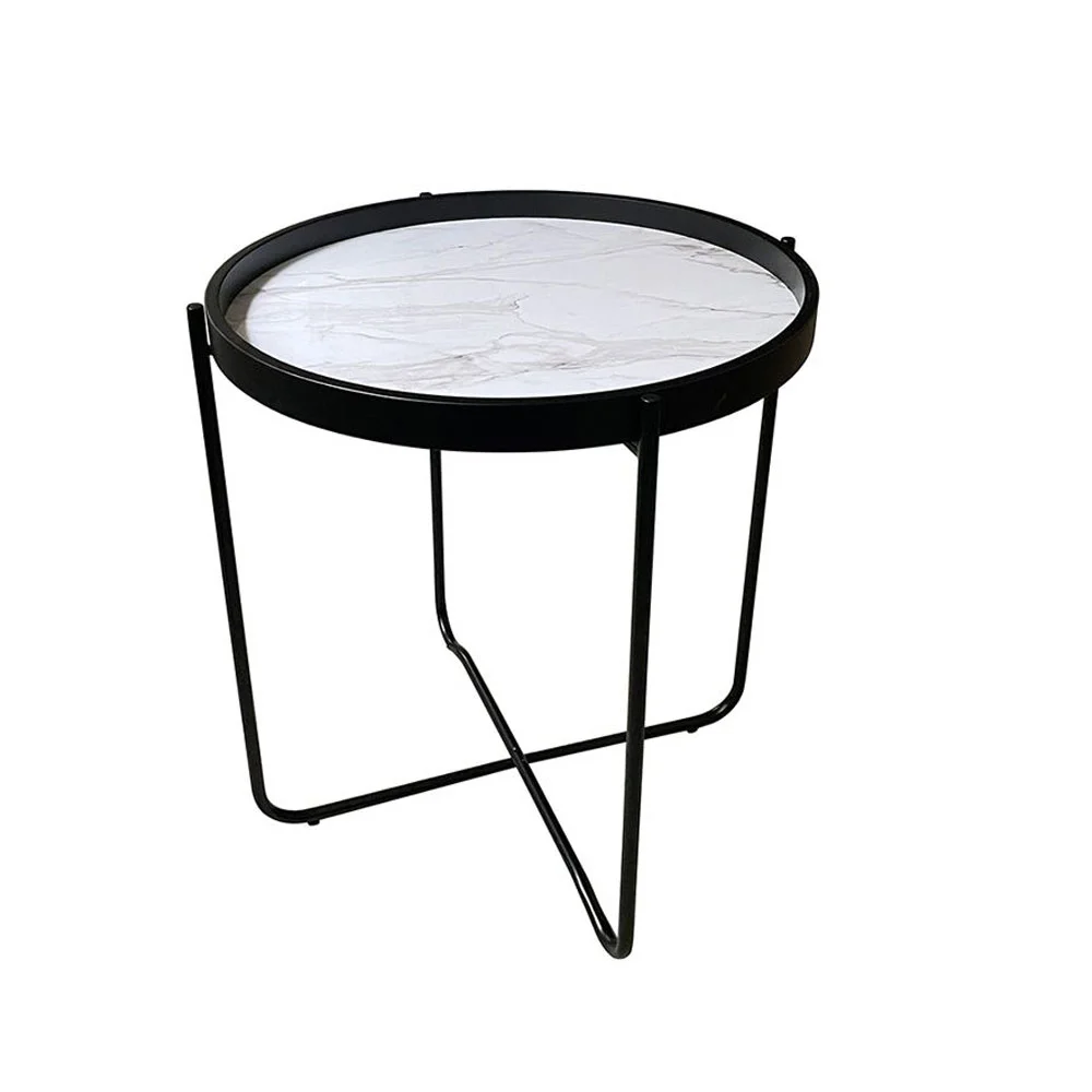 Φωτογραφία προϊόντος: LIBERTA ALABASTER SIDE TABLE ΛΕΥΚΟ ΜΕ PATTERN ΜΑΥΡΟ 53x53x55