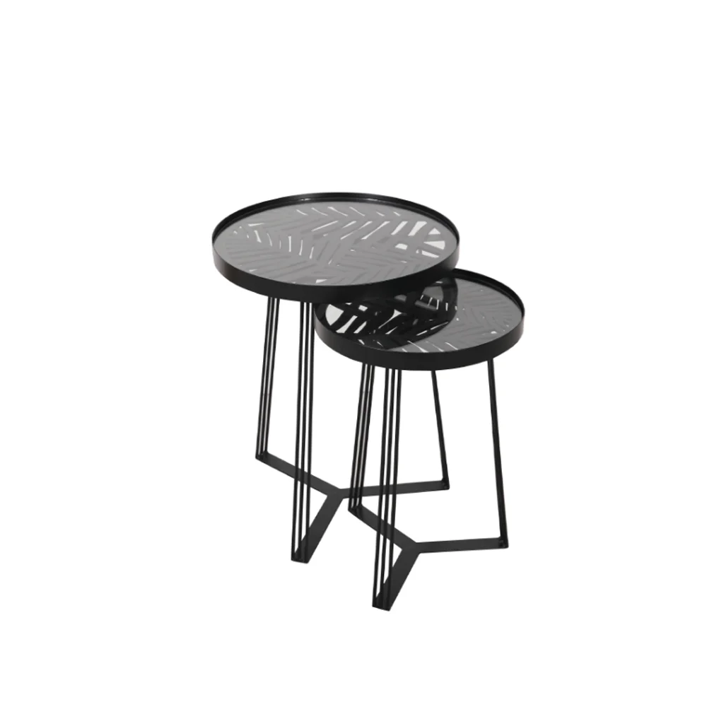 Φωτογραφία προϊόντος: LIBERTA JUNGLE SIDE TABLE SET 2ΤΕΜ ΜΑΥΡΟ ΜΕ PATTERN ΜΑΥΡΟ 40x40x50