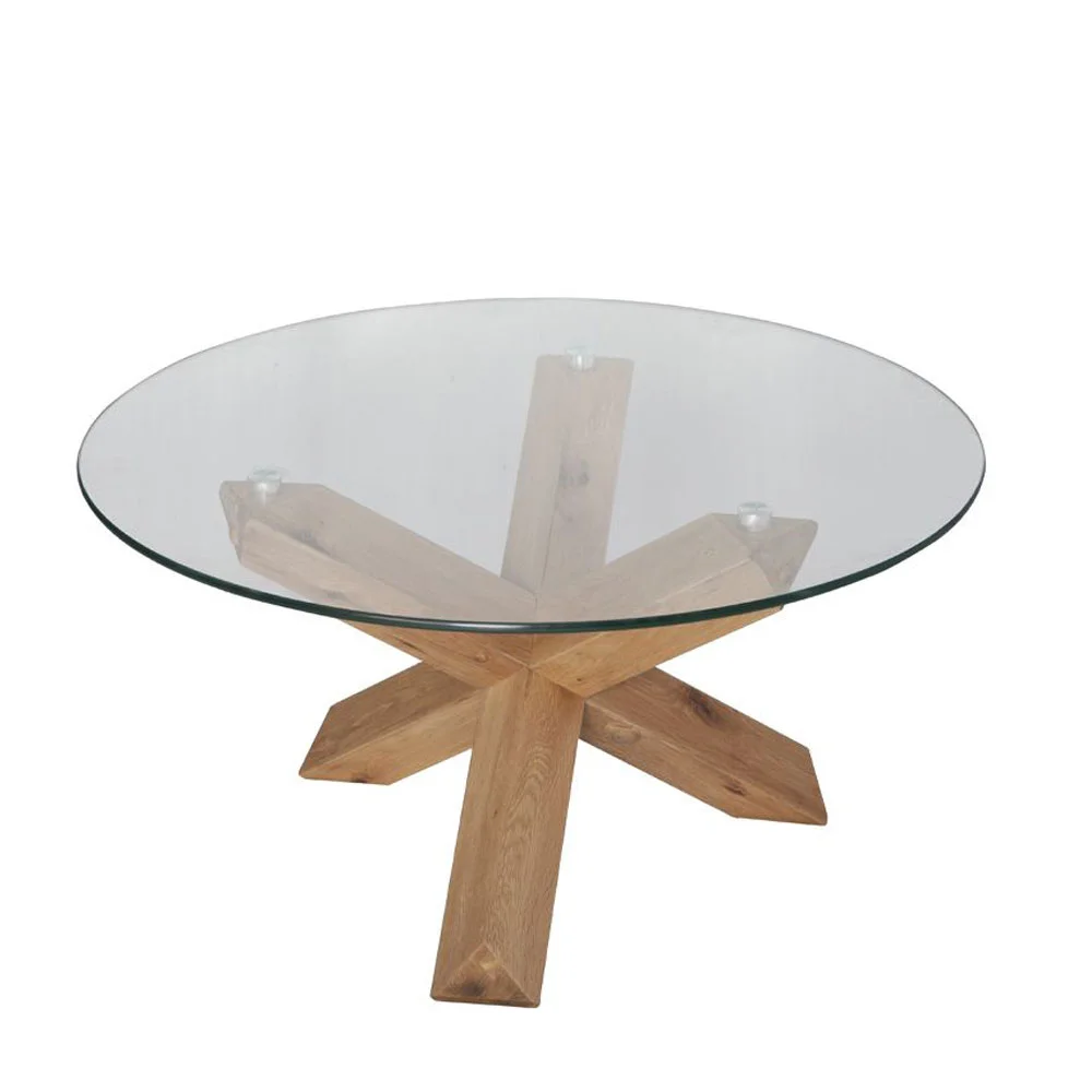 Φωτογραφία προϊόντος: LIBERTA GLASS COFFEE TABLE ΔΙΑΦΑΝΟ OAK 80x80x42
