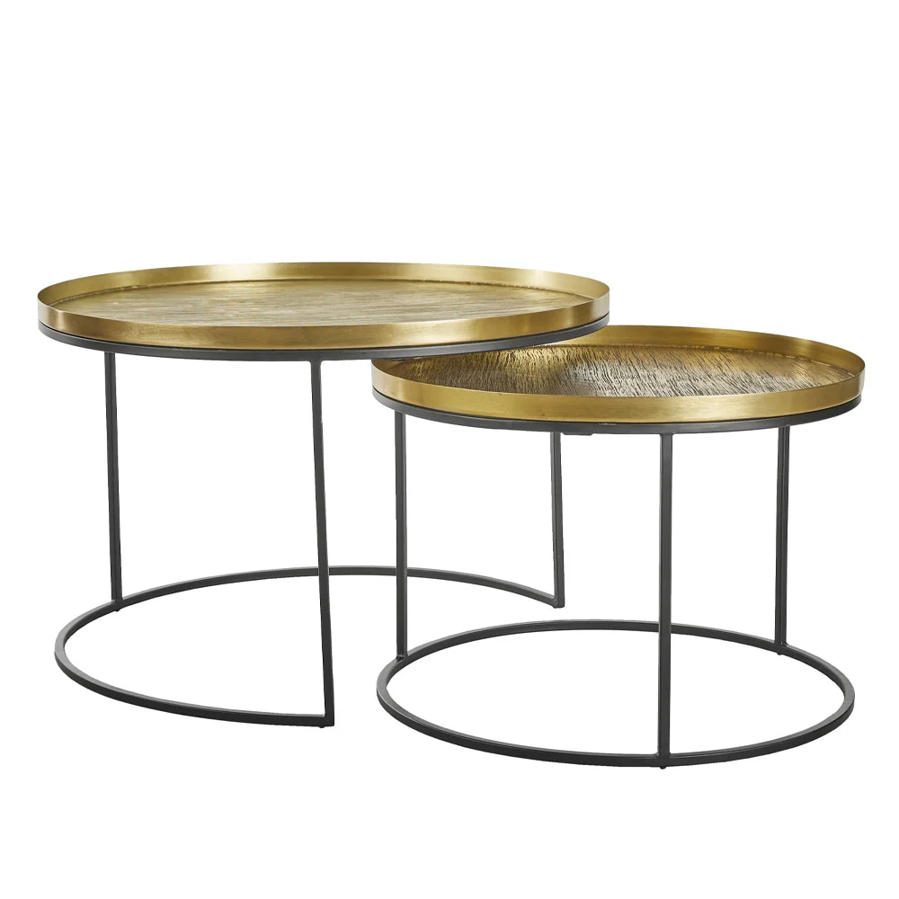 Φωτογραφία προϊόντος: LIBERTA TOTALE COFFEE TABLE SET 2ΤΕΜ BRASS ANTIQUE ΜΑΥΡΟ 76x76x43.5