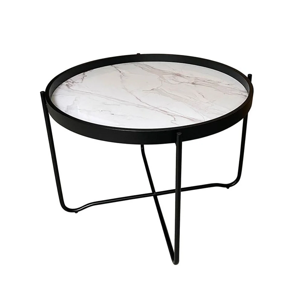 Φωτογραφία προϊόντος: LIBERTA ALABASTER COFFEE TABLE ΛΕΥΚΟ ΜΕ PATTERN ΜΑΥΡΟ 63x63x42