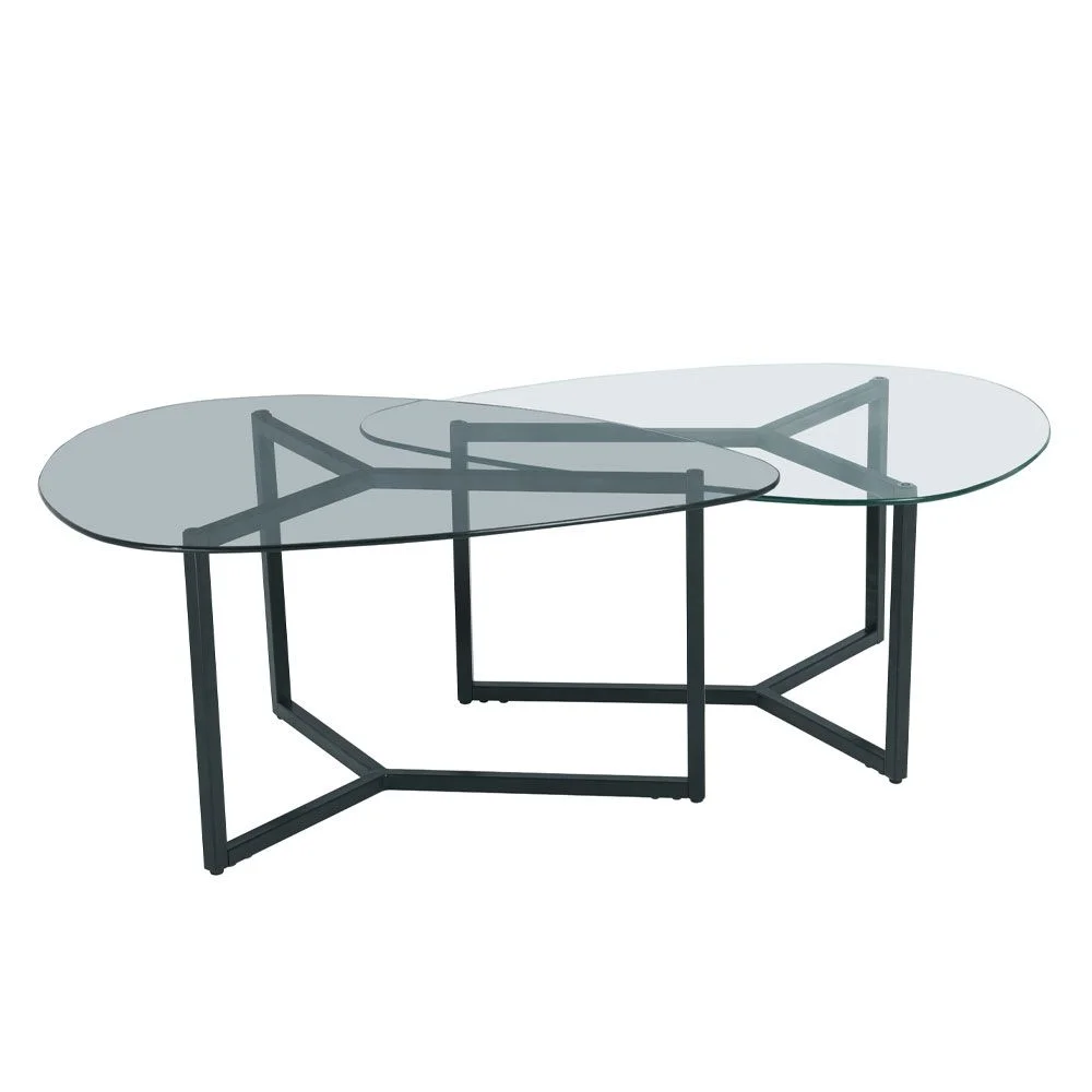 Φωτογραφία προϊόντος: LIBERTA ROCKS COFFEE TABLE SET 2ΤΕΜ ΔΙΑΦΑΝΟ FUME ΜΑΥΡΟ 82x59x40