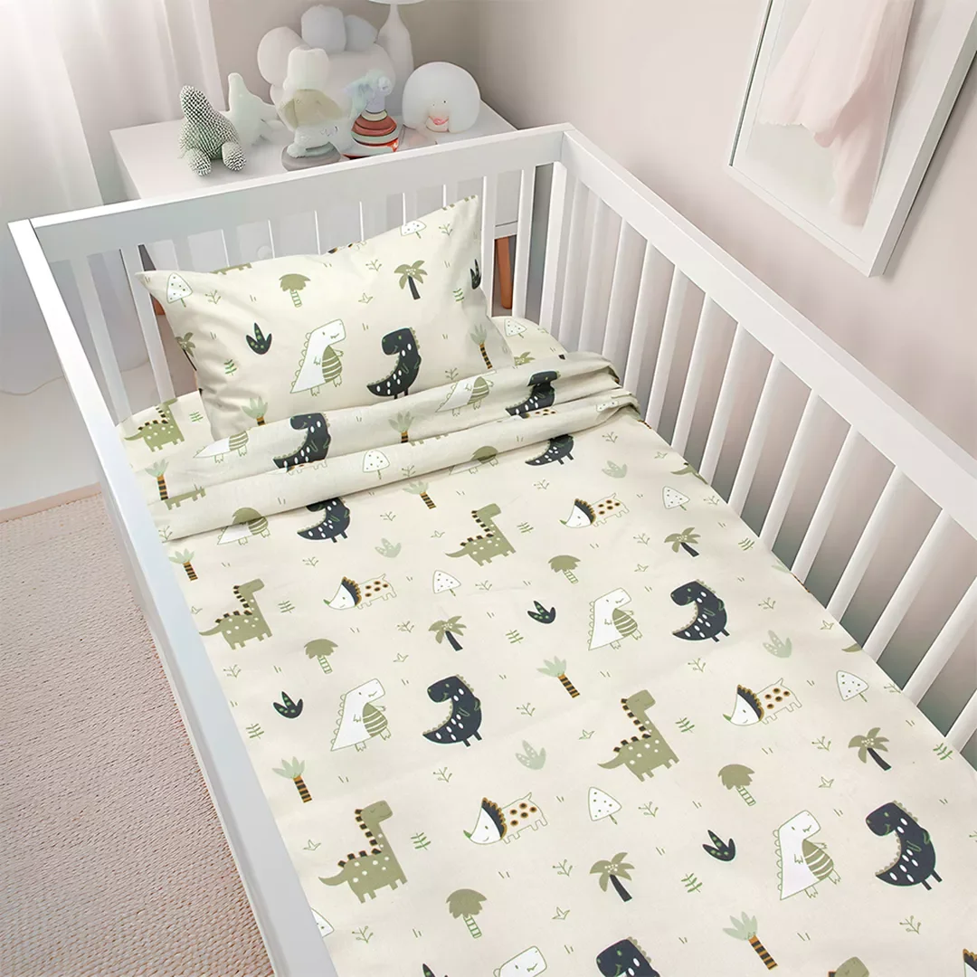 Φωτογραφία προϊόντος: LINO BEBE ΣΕΤ ΣΕΝΤΟΝΙΑ DINO FOREST GREEN 120X180 Green Κούνιας