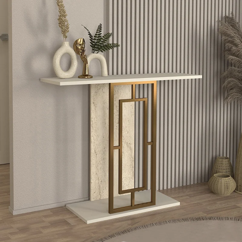 Φωτογραφία προϊόντος: Κονσόλα Alderas Megapap χρώμα sandstone - travertine - χρυσό 90x29,6x76,8εκ.