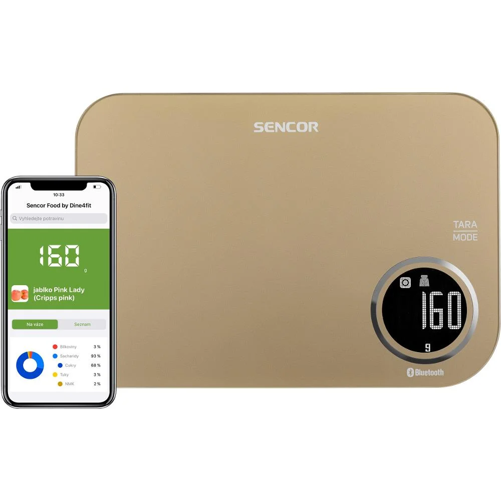 Φωτογραφία προϊόντος: Ζυγαριά Κουζίνας 5kg Sencor SKS 7077CH LCD Οθόνη με Bluetooth και Εφαρμογή Κινητού Σαμπανιζέ
