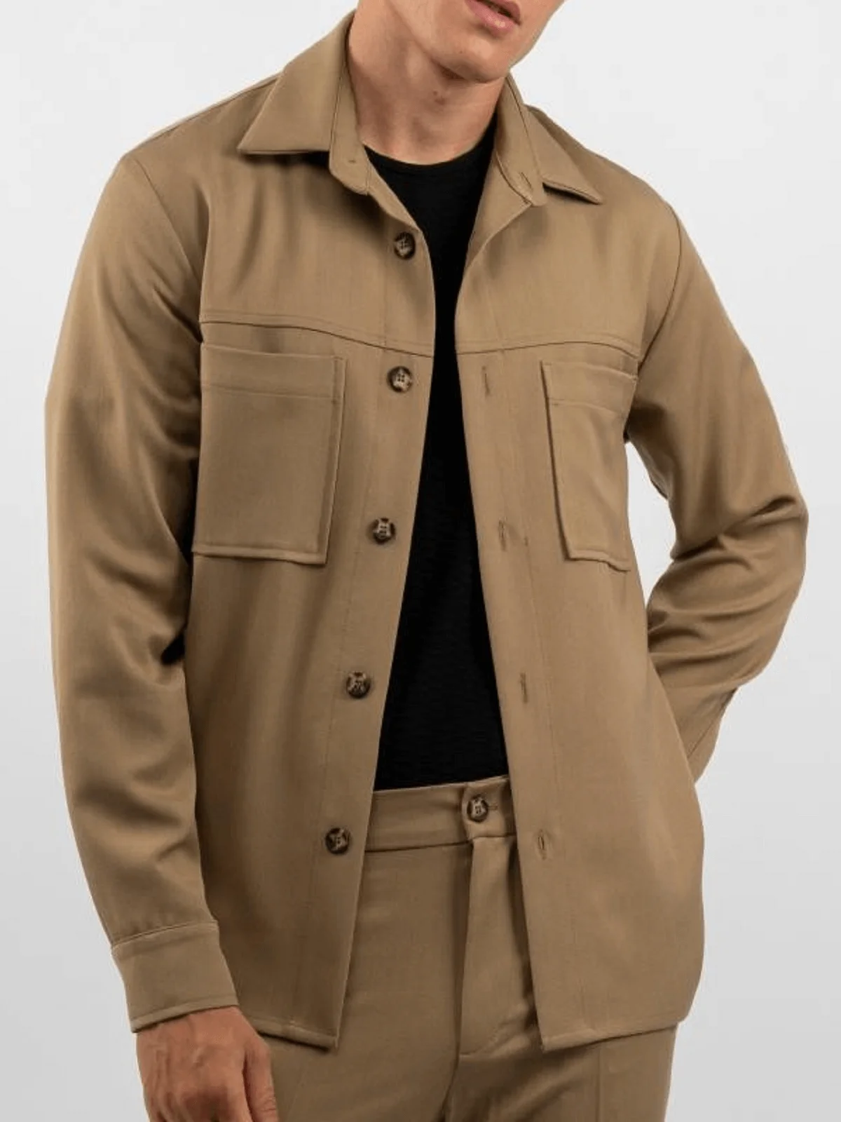 Φωτογραφία προϊόντος: Ανδρικό OVERSHIRT πουκάμισο DEZIGN μπέζ χρώμα