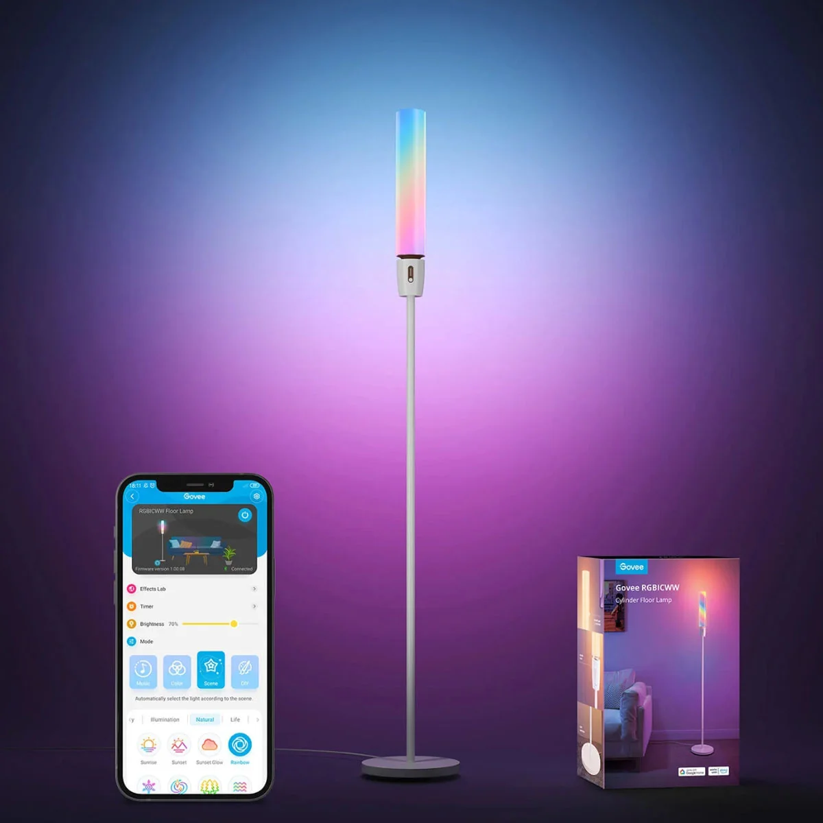 Φωτογραφία προϊόντος: Govee H6078 RGBICWW Cylinder Floor Lamp - Φωτιστικό δαπέδου κυλινδρικού τύπου
