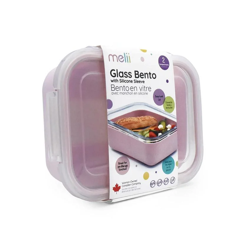 Φωτογραφία προϊόντος: Melii – Glass Bento με θήκη σιλικόνης 740ml – Ροζ