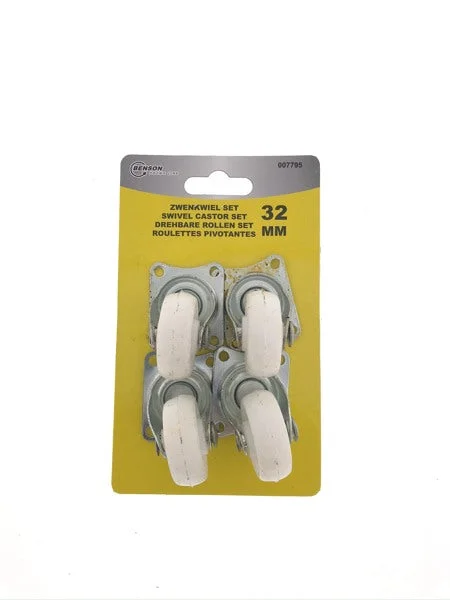 Φωτογραφία προϊόντος: Swivel castor set 32 mm white 4 τεμάχια