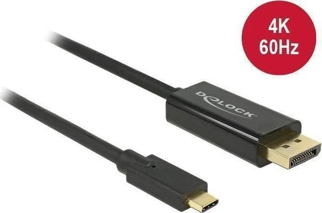 Φωτογραφία προϊόντος: DELOCK καλώδιο USB-C σε DisplayPort 85257, DP Alt Mode, 4K/60Hz, 3m, μαύρο
