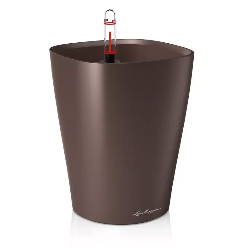 Φωτογραφία προϊόντος: LECHUZA Deltini 14x14cm|ύψος 18cm 1.2lit. Espresso Metallic