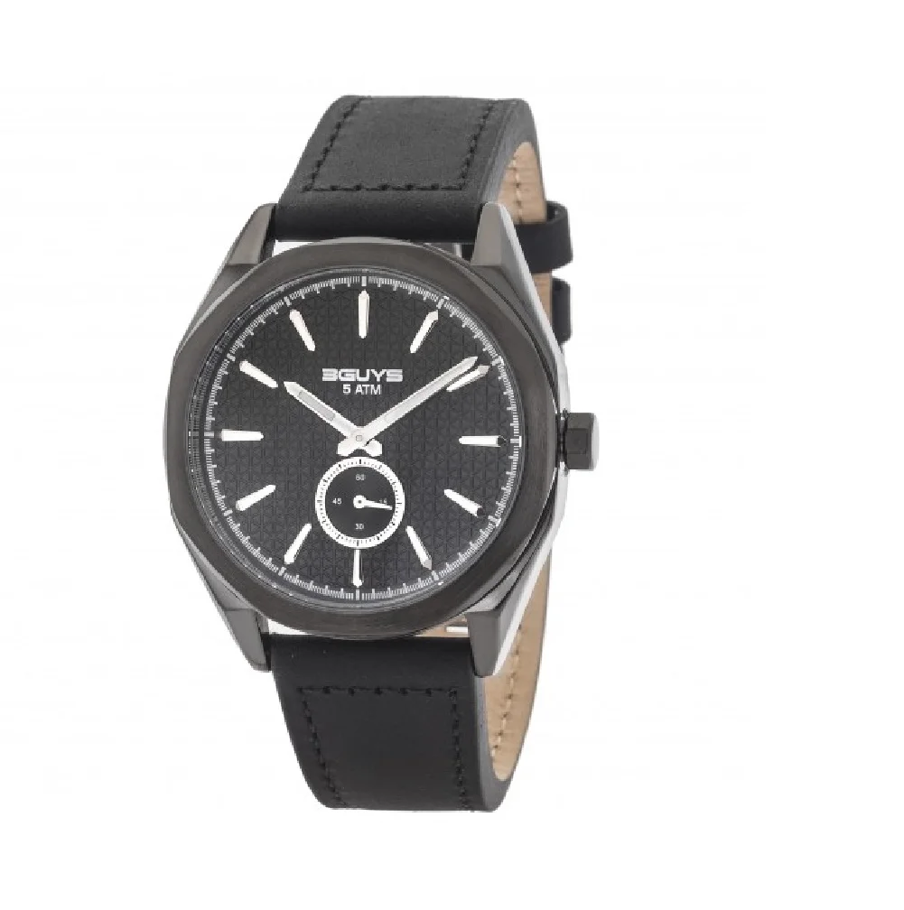 Φωτογραφία προϊόντος: 3GUYS WATCHES 3Guys Men's Watch Black Leather Strap 3G82006