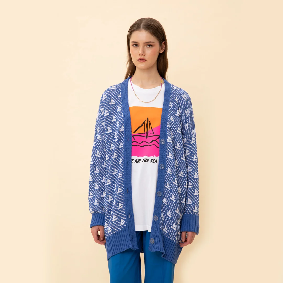 Φωτογραφία προϊόντος: We_Are Jacquard Knitted Cardigant White Sailboat