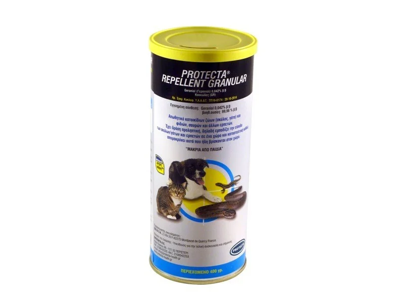 Φωτογραφία προϊόντος: QUATRIS ΚΟΚΚΟΙ ΑΠΩΘΗΣΗΣ PROTECTA REPELLENT GRANULAR ΓΙΑ ΣΚΥΛΟΥΣ, ΓΑΤΕΣ, ΦΙΔΙΑ Κ.Α.ΕΡΠΕΤΑ, (400GR)