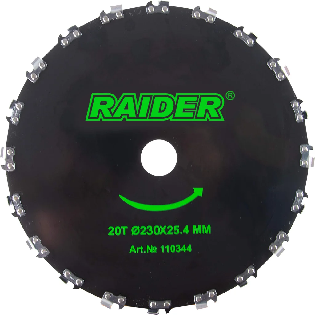 Φωτογραφία προϊόντος: RAIDER Δίσκος θαμνοκοπτικού με αλυσίδα 230mm 20 δόντια Ø230x25.4 mm 110344