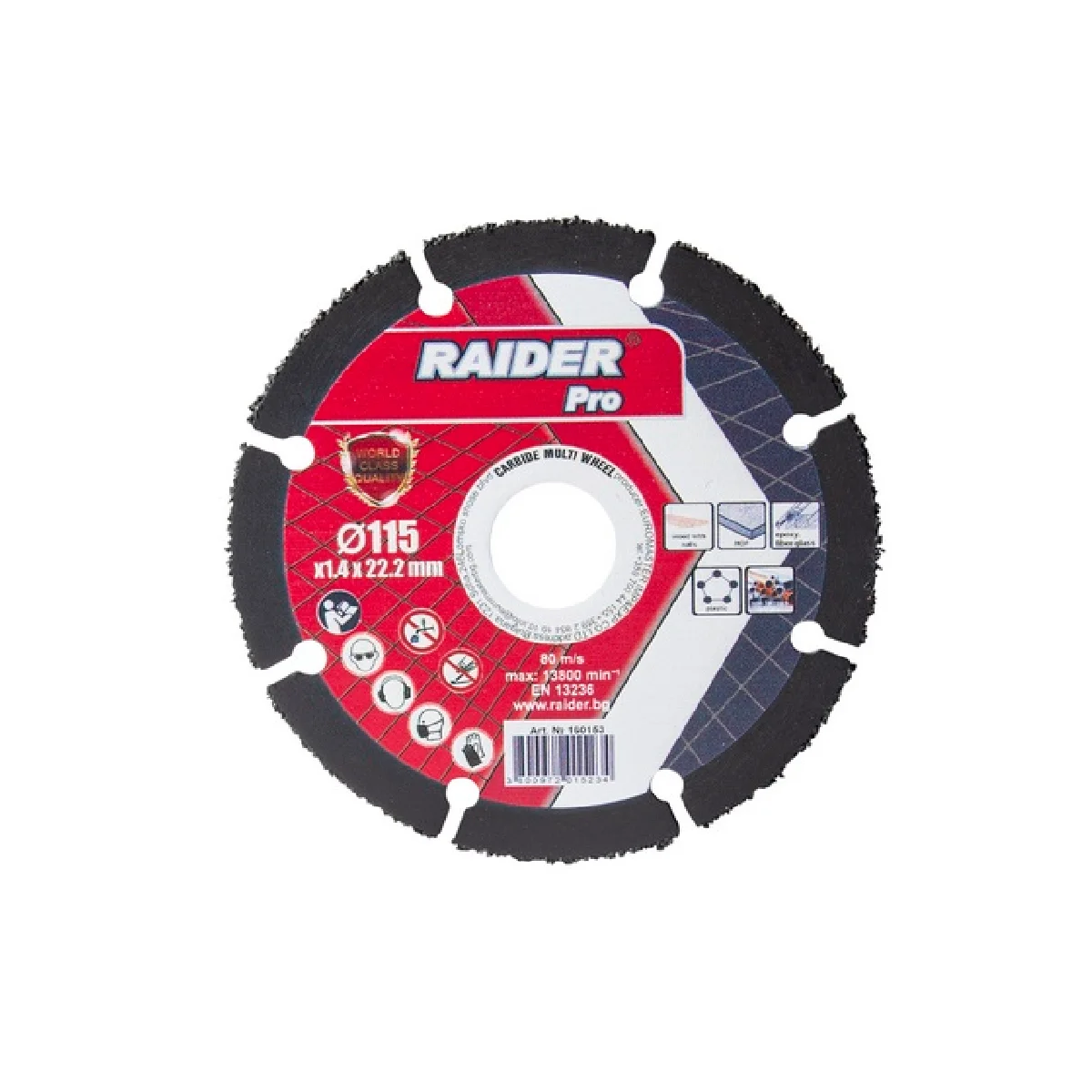 Φωτογραφία προϊόντος: RAIDER Τροχός κοπής carbide 115x1,4mm 160153