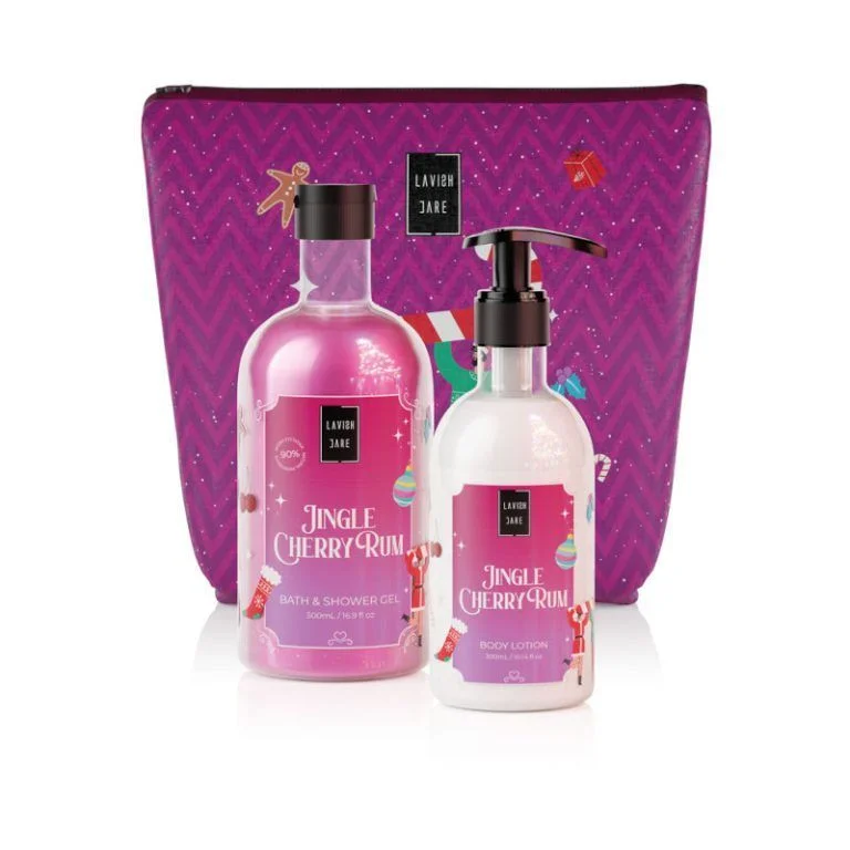Φωτογραφία προϊόντος: LAVISH CARE Jingle Cherry Rum Christmas Set Αφρόλουτρο 500ml & Κρέμα Σώματος 300ml