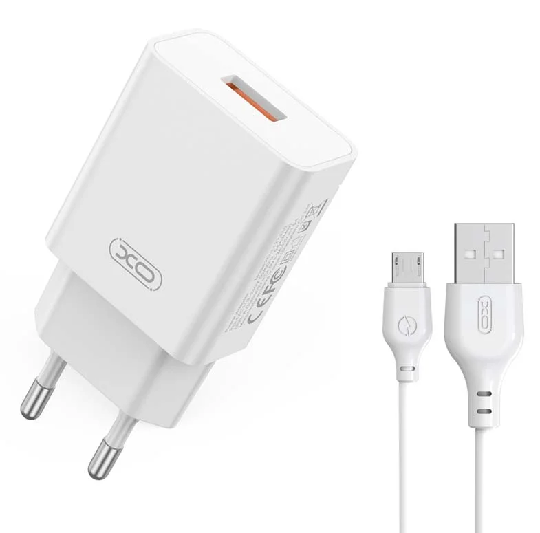 Φωτογραφία προϊόντος: XO L127 USB-A QC18W Φορτιστής Γρήγορης Φόρτισης με Micro Καλώδιο