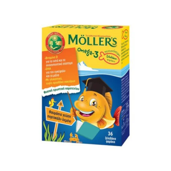 Φωτογραφία προϊόντος: Moller’s Οmega 3 Ζελεδάκια με γεύση Πορτοκάλι Λεμόνι 36τμχ