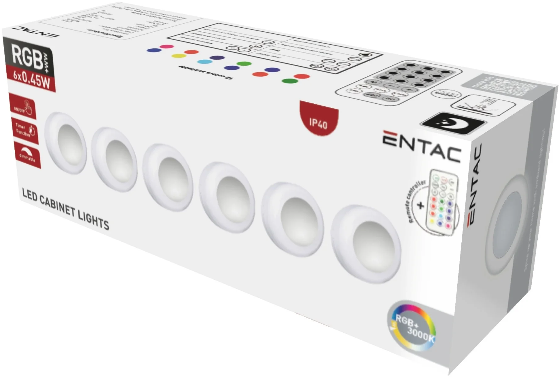Φωτογραφία προϊόντος: Entac Mini Φορητό Φωτάκι Νυκτός 0,45W RGB RC 6τμχ/σετ