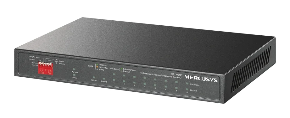 Φωτογραφία προϊόντος: MERCUSYS Desktop Switch MS110GMP, 8x 10/100/1000Mbps PoE+, 2x Gigabit, Ver. 1.0