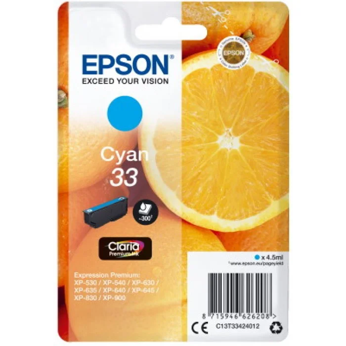 Φωτογραφία προϊόντος: Ink Epson 33 C13T334240 Cyan - 4.5ml